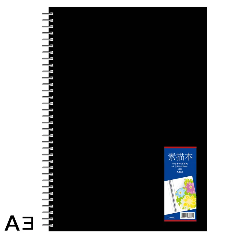 

Blank A3 sketchbook pro Drawing Graffiti Spiral sketch book 60 sheets Paper PP cover Office School Supplies Gift