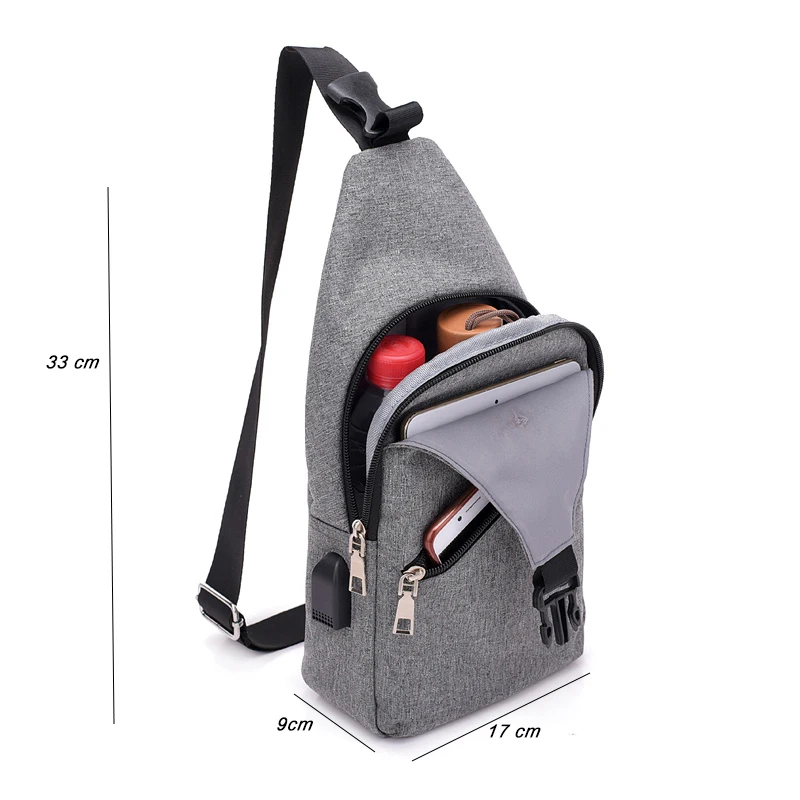 الأزياء عارضة الرجال الصدر حزمة واحدة حقائب كتف USB شحن حقيبة صدر للرجال crossbody أكياس الذكور مكافحة سرقة واحدة حزام الظهر حقيبة