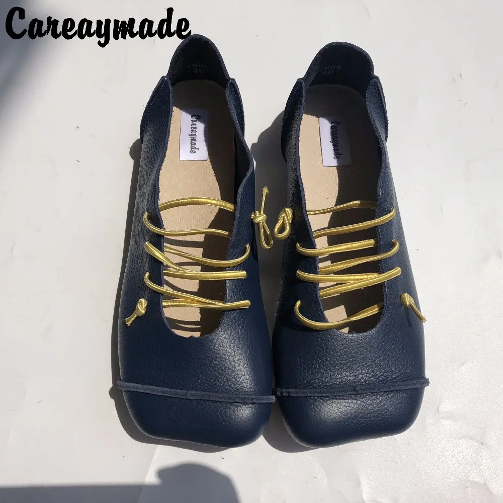 Новинка весенне летние кожаные туфли Careymade на плоской подошве оригинальные