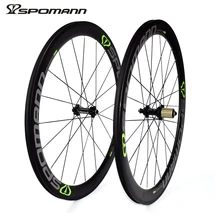 SPOMANN 700C Carbon Wheelset 50mm 3K Matte Road Bicycle Wheels Hubs 11 Speeds V Brake Roue