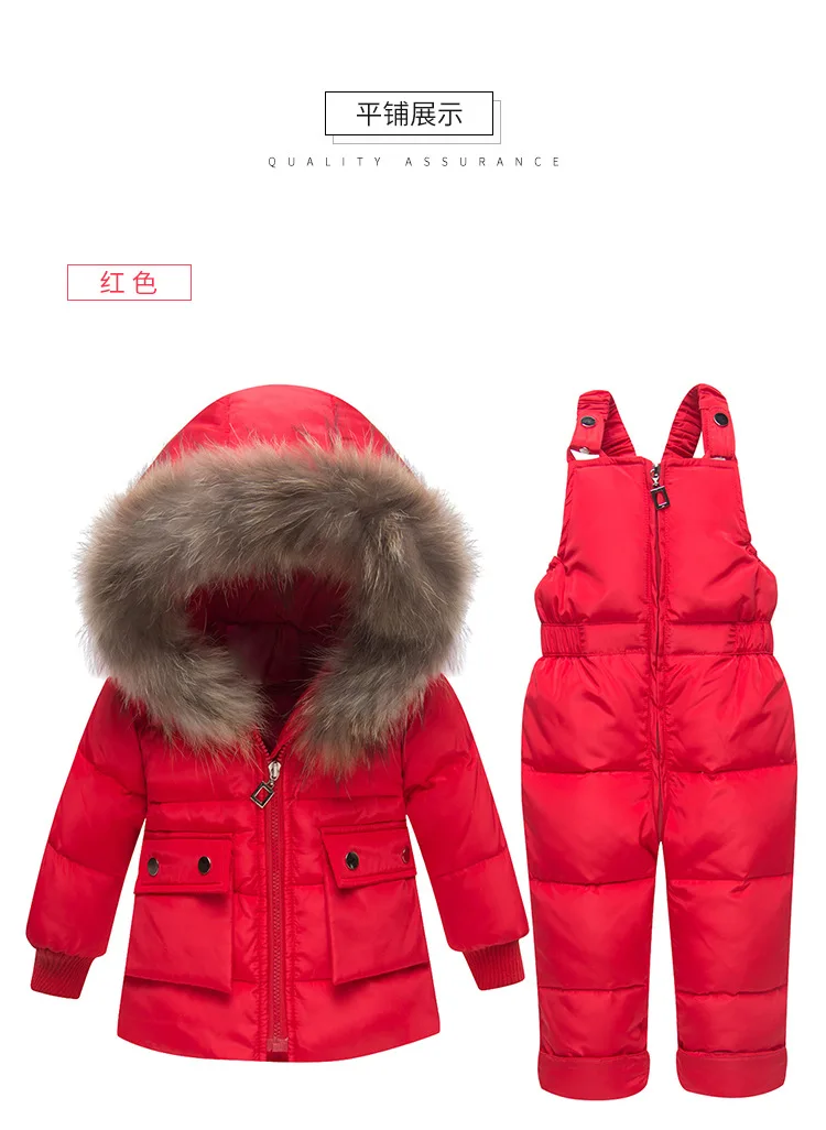 Winter Kids Clothes girls boys down coat hooded kids warm snowsuit outerwear+ romper clothing set kids winter jackets