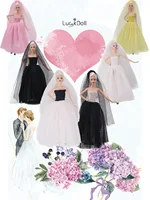 9 Colors Press Elegant Queen&Princess Wedding Dress Fit For 11.8 Inch Barbie Doll Clothes Accessories,Child's Toys,Birthday Gift 1