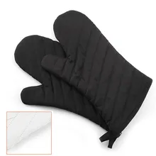 1 шт., черные кухонные перчатки, хлопковые Прихватки для духовки, микроволновая печь, кастрюля для приготовления пищи, термостойкие перчатки для барбекю, кухонные принадлежности, 33 см, 13 дюймов
