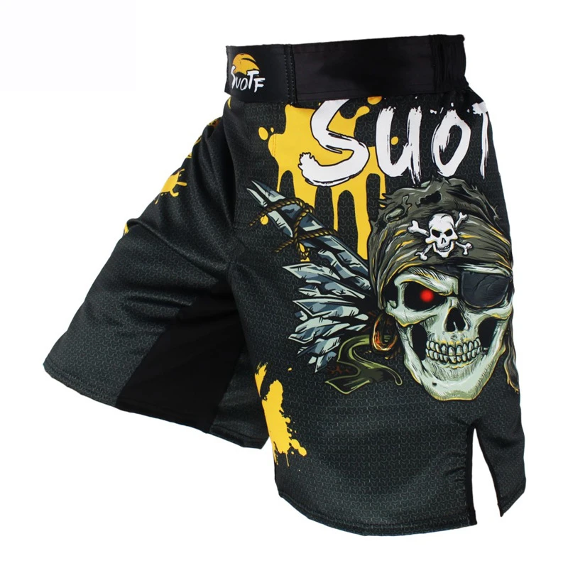 

Men's Boxing Sport Fitness Mma Skull Shorts Kick Grappling Muay Thai Short Clothing Sanda Mma Boxe Fight Wear Gym Boxing Jersey