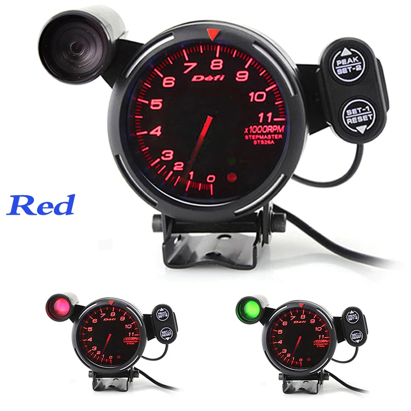 3.5" 11000 RPM Tachometer Gauge Kit Meter For 1 to 8 cylinders with Adjustable Shift Light+Stepping Motor