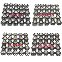 10 Uds 1W 3W LED de alta potencia espectro completo blanco cálido verde azul rojo oscuro 660nm azul real IR UV con 20mm negro estrella PCB