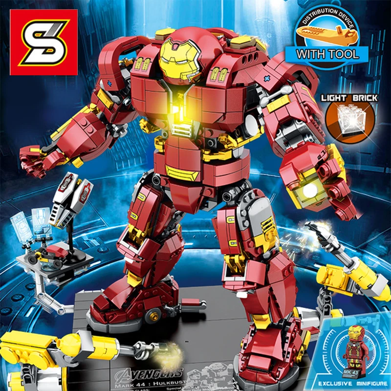 

Sembo Super Heroes Hulkbuster Building Blocks Bricks Compatible 07101 LGSet Maverl Avengers 76105 Educational Toys