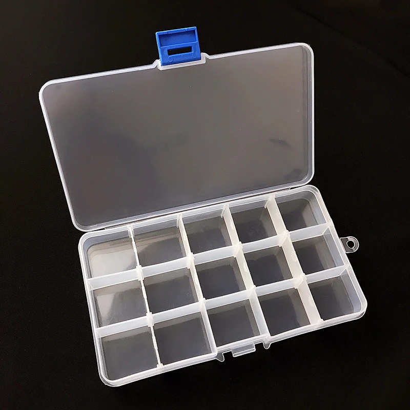 

hardware box plastic case Transparent rectangular small lattice #15