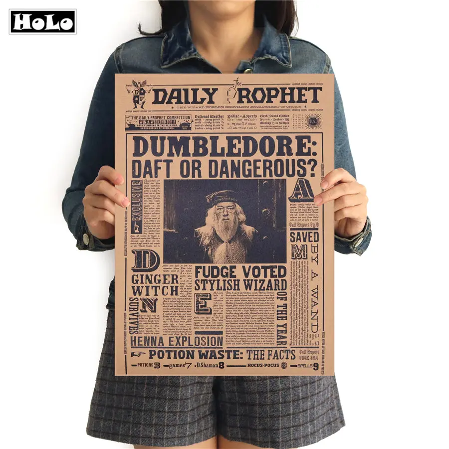 

Vintage Movie Kraft Paper Poster Harry Albus Dumbledore Painting Wall Sticker Bar Cafe Home Decorative FTD 42x30cm