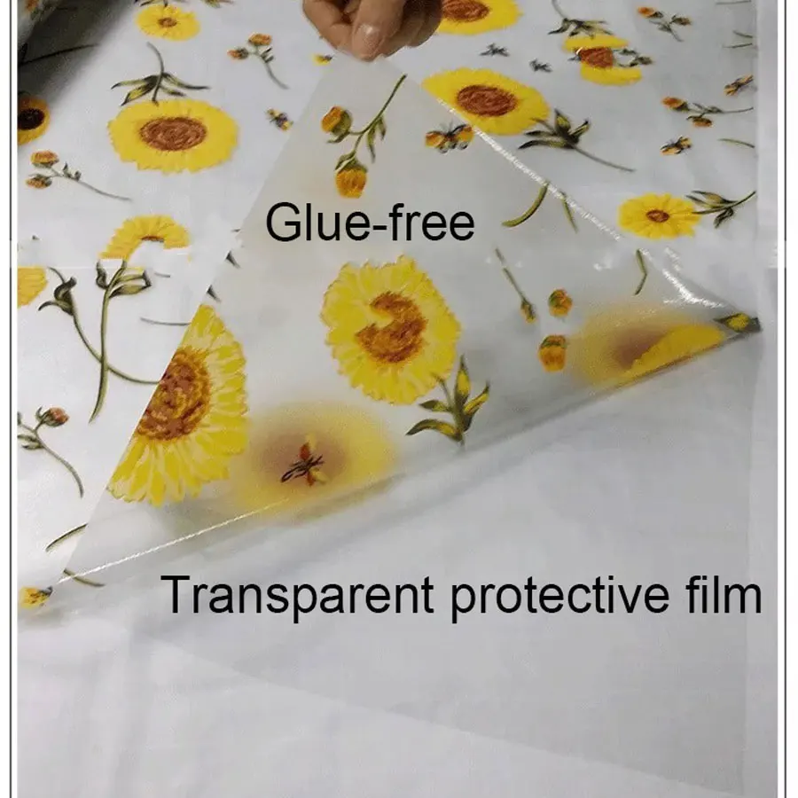Sun Flower Privacy Window Film Stained Glass Sticker Static Frosted Opaque bathroom door PVC Home Decorative Film for furniture