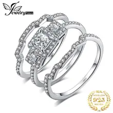 JewelryPalace 3 Stone Princess Cut CZ Anniversary Promise Wedding Band Engagement Ring Bridal Sets 925 Sterling Silver JewelryPalace 3 Stone Princess Cut CZ Anniversary Promise Wedding Band Engagement Ring Bridal Sets 925 Sterling Silver