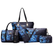 Женская сумка с вышивкой, комплект из 6 предметов, высокое качество, модная повседневная композитная сумка для девочек, сумка на плечо, клатч, сумки через плечо