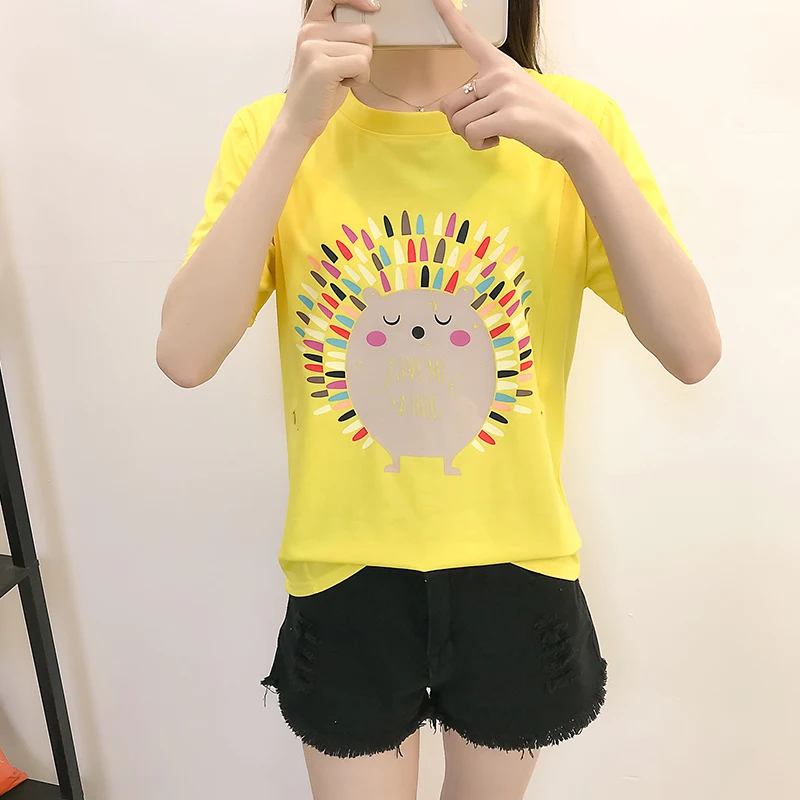 8801# Cartoon Print Cotton Maternity Nursing T-shirt Breast Feeding T Shirt Clothes for Pregnant Women Summer Pregnancy Tees Top