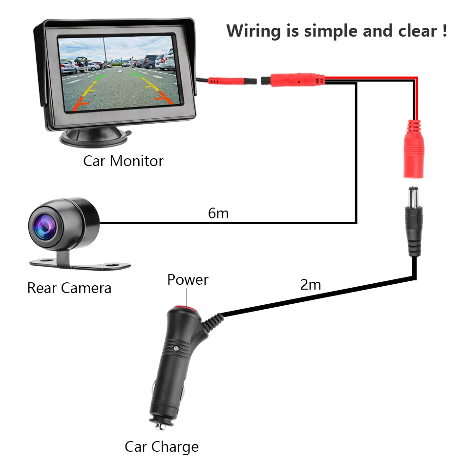 Vtopek Car Monitor 4.3" Rear View Camera Reverse Backup Camera Parking Camera Car Screen Sucker License Plate Butterfly