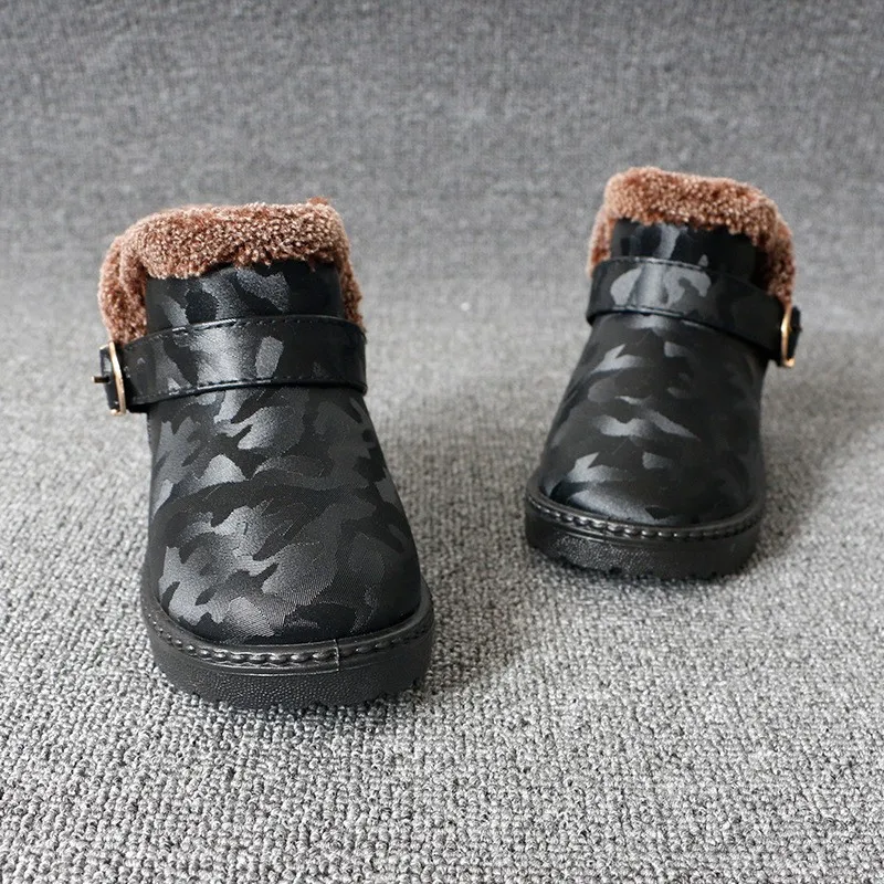Новые Теплые Зимние мальчиков обувь для девочек дети снег камуфляжная Цвет water-доказательства против пропустить детская зимняя обувь EU 21-38