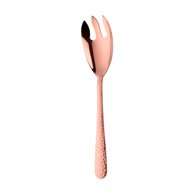 Large Serving Spoon Fork 12inch Gold Salad Servers Tablespoon Stainless Steel Rose Gold Dining Tools Kitchen Utensil Rose Gold-Fork