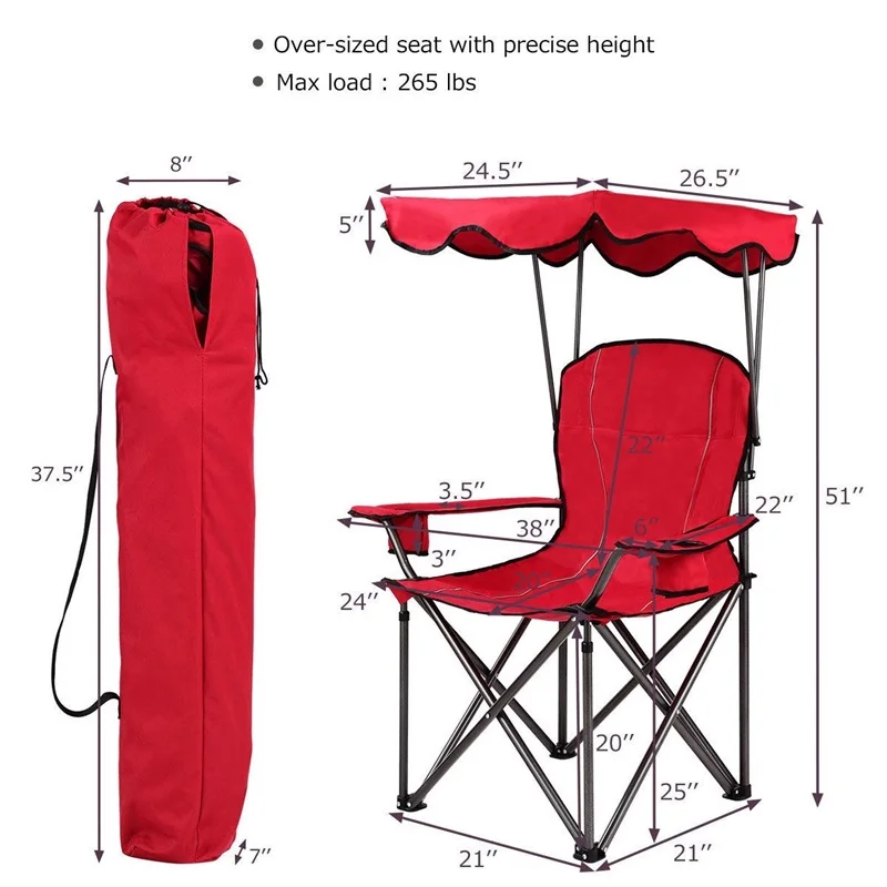 Portable Folding Beach Canopy Chair with Cup Holders Camping Chairs Outdoor Furniture OP3640RE Portable Folding Beach Canopy Chair with Cup Holders Camping Chairs Outdoor Furniture OP3640RE