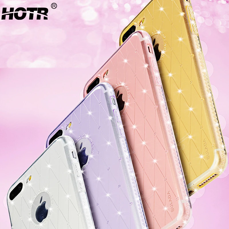 Hotr Стразы Алмазный чехол для iphone 8 plus 7 прозрачный гибкий мягкий полиуретановый 6 6s