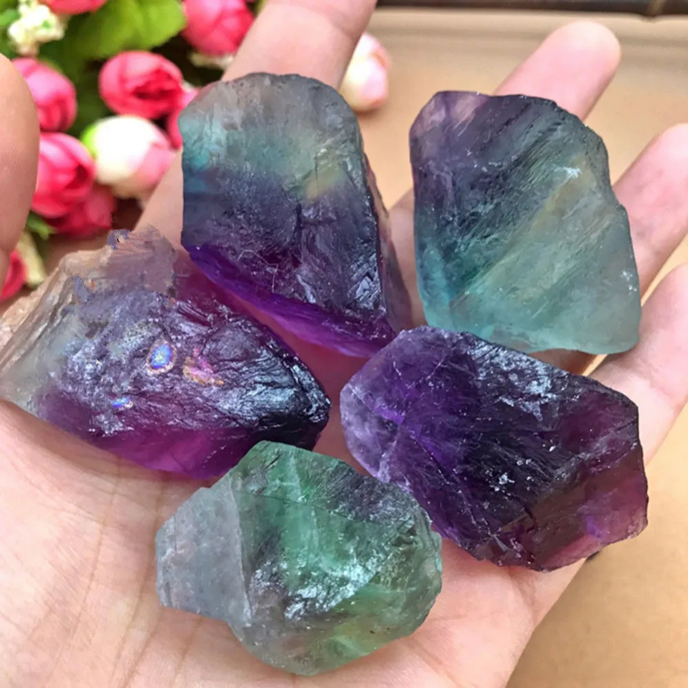 

100g Natural Fluorite Quartz Crystal Stone Ornament Original Stone Treatment Stone Point Healing Wand Household Decor 2-4.5cm