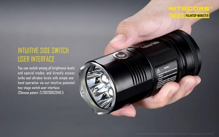 Лидер продаж; NITECORE 4000 люмен TM06S CREE XM-L2 U3 светодиодный фонарик Водонепроницаемый без 18650 фонарь Открытый Кемпинг