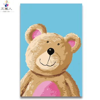 

Cartoon anime Ragdoll cut bear diy digital Painting By Numbers animal canvas Draw coloring by numbers with package for adults