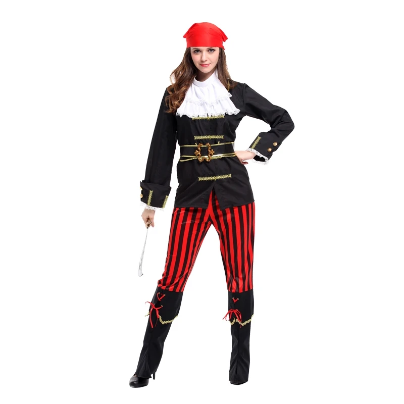 Umorden Карнавальный костюм для взрослых женщин на Хеллоуин; костюм пирата из стран бассейна; пиратские костюмы; нарядный костюм для косплея; комплект одежды для женщин - Цвет: W-0210