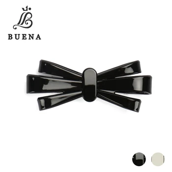 

Alexander Acetate Hair Barrette Ponytail Holders Clip adorned with a bow Beige and Black color AL082