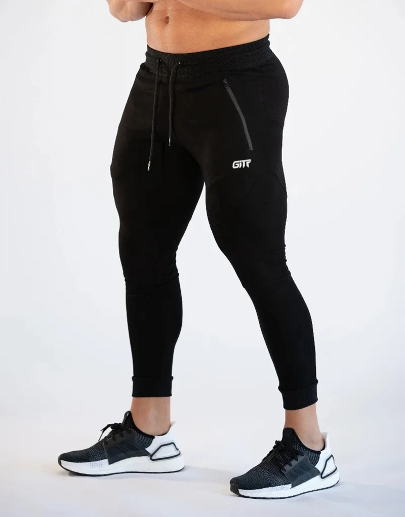 New Mens Sports Traning Pants Jogging Pants Men Fitness Bodybuilding Sweatpants Gym Running Pants Skinny Leggings Tight Trousers - Цвет: Black
