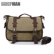 Heißer Verkauf Laptop-tasche 2016 Vintage Leinwand Umhängetasche Fester Leinwand Pu Casual Geldbörse Männer Retro Tote Männlichen Adrette Umhängetasche