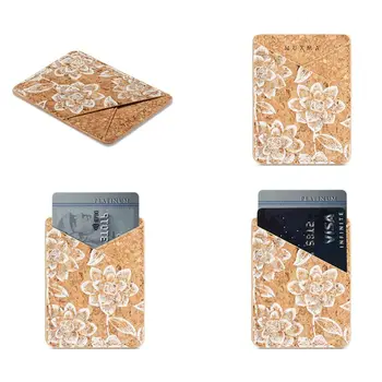 

Fashion Men Women Flower Leather Adhesive Sticker Universal Cell Phone Back Cards Wallet Credit ID Card Holder Pocket New