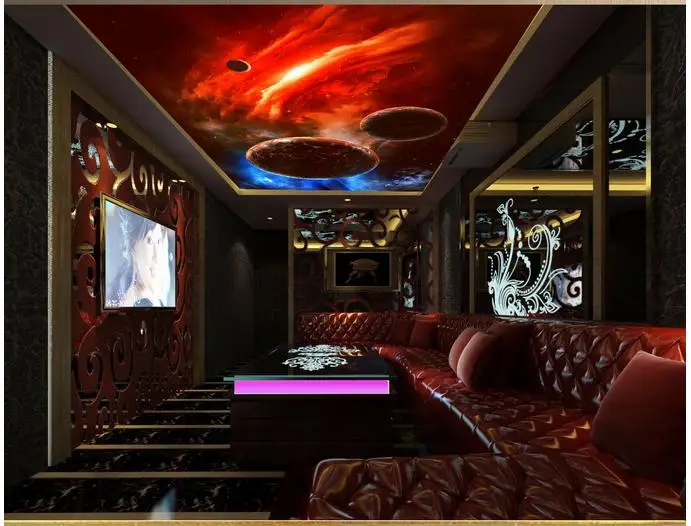 

Customized photo wallpaper 3d ceiling mural wallpaper Beautiful red planet frescoes on the universe 3d wallpaper for living room