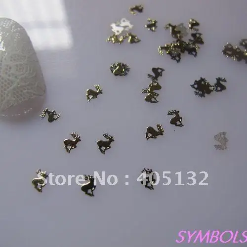 MS-161-2 Free Shipping Metal Gold X-mas Deer Nail Art Sticker Decoration Fancy Outlooking | Красота и здоровье