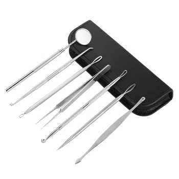 

7Pcs Pimple Needle Stainless Steel Acne Blackhead Remover Kit Blemish Comedone Extractor Remover Tool with Probes Mirror Case