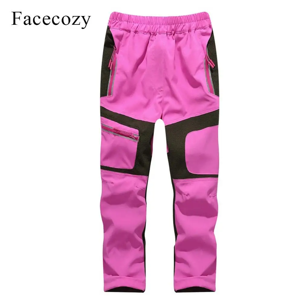 Facecozy, новые детские летние спортивные штаны для улицы, быстросохнущие тонкие дышащие штаны, студенческие штаны для мальчиков и девочек - Цвет: Bright Pink