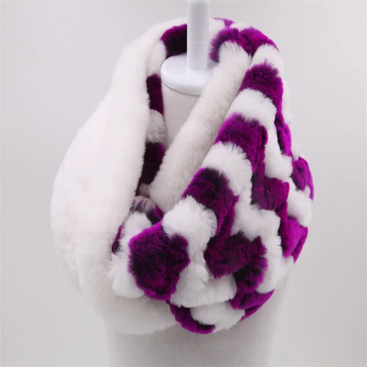  Luxury Women Real Fur Scarf Female knitted genuine Rex Rabbit Fur scarves Winter Female Warm RealFur Shawls (5)