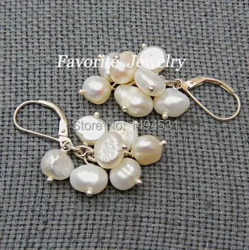 

Wholesale Pearl Earrings - 7-8MM White Color Natural Freshwater Pearl Dangle Earring Set - Handmade Jewelry - Free Shipping