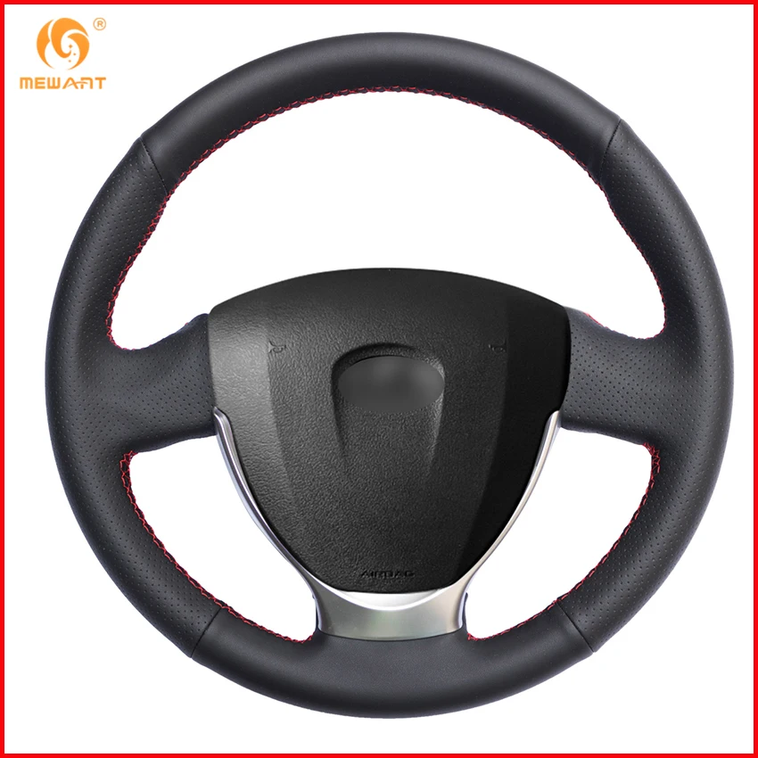

MEWANT Black Artificial Leather Car Steering Wheel Cover for Lada Priora New 2014 2015 2016 2017 Interior Accessories Parts