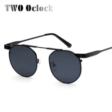 Два Oclock ретро круглые очки мужские Винтаж Солнцезащитные очки металлический каркас Открытый очки UV400 черные тёмные очки солнцезащитные очки 5321