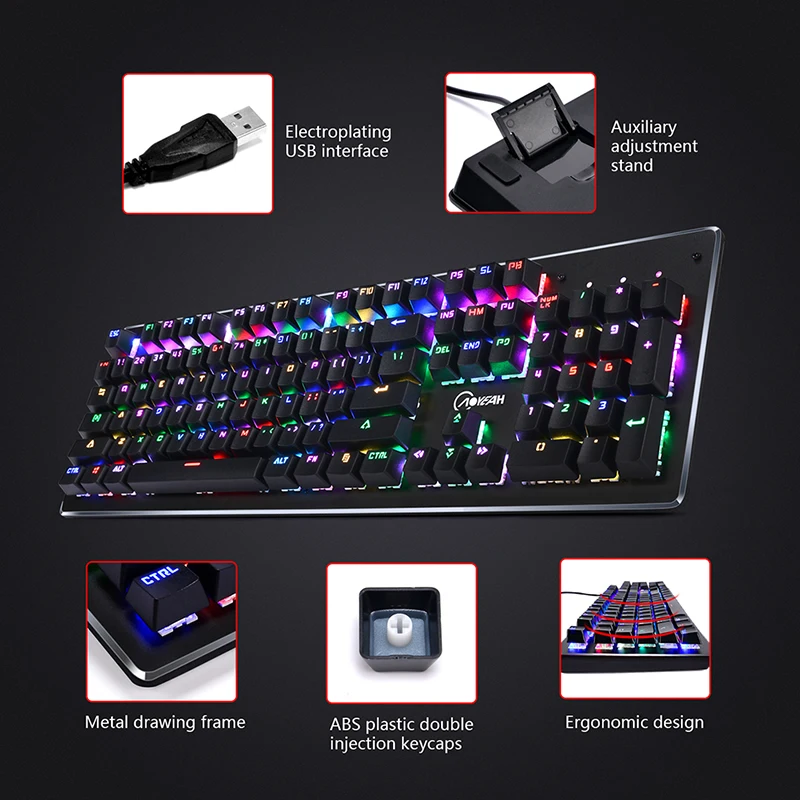 AOYEAH USB Проводная Механическая RGB игровая эргономичная мультимедийная клавиатура