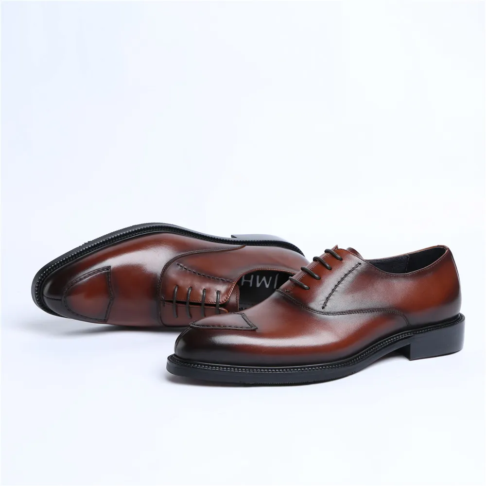 Модные черные/коричневые мужские туфли в деловом стиле, оксфорды из натуральной кожи, обувь для выпускного вечера, Мужская Свадебная обувь