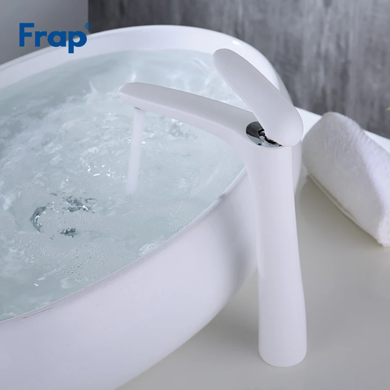 US $82.68 Frap 2019 New Brass Tall White Spray Paint Bathroom Basin Faucet Bath Sink Tap Crane Torneira Cold And Hot Water Mixer Y10016