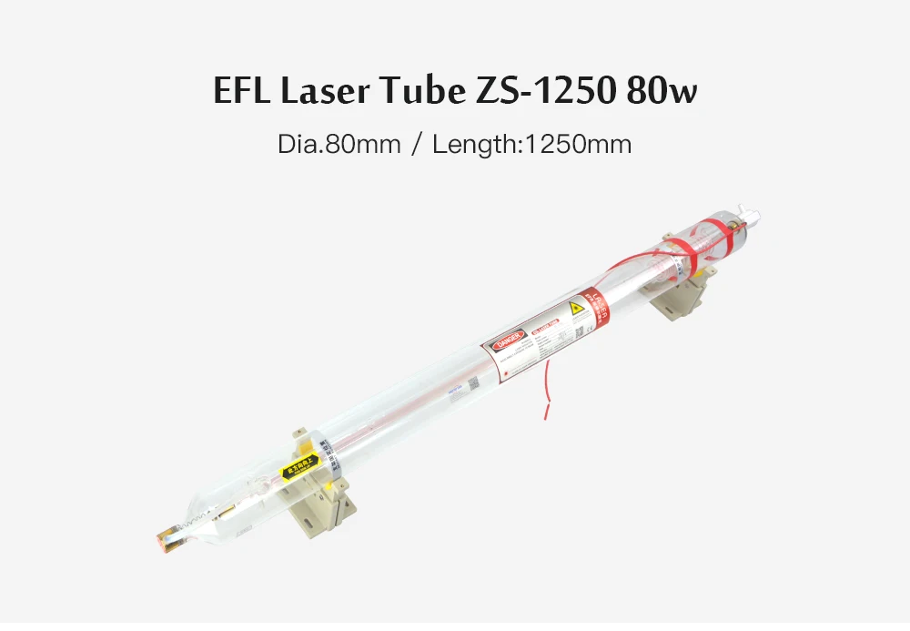 EFR лазерная трубка ZS-1250 80 Вт Длина 1250 мм диаметр 80 мм CO2 лазерная трубка используется для лазерной гравировальная и режущая машина