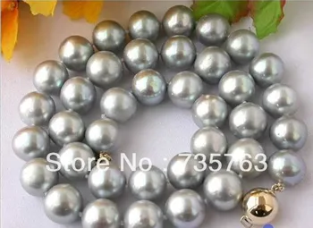 

xiuli 00641 AAA+++ 17.5" 12MM GRAY ROUND FW CULTURED PEARL NECKLACE