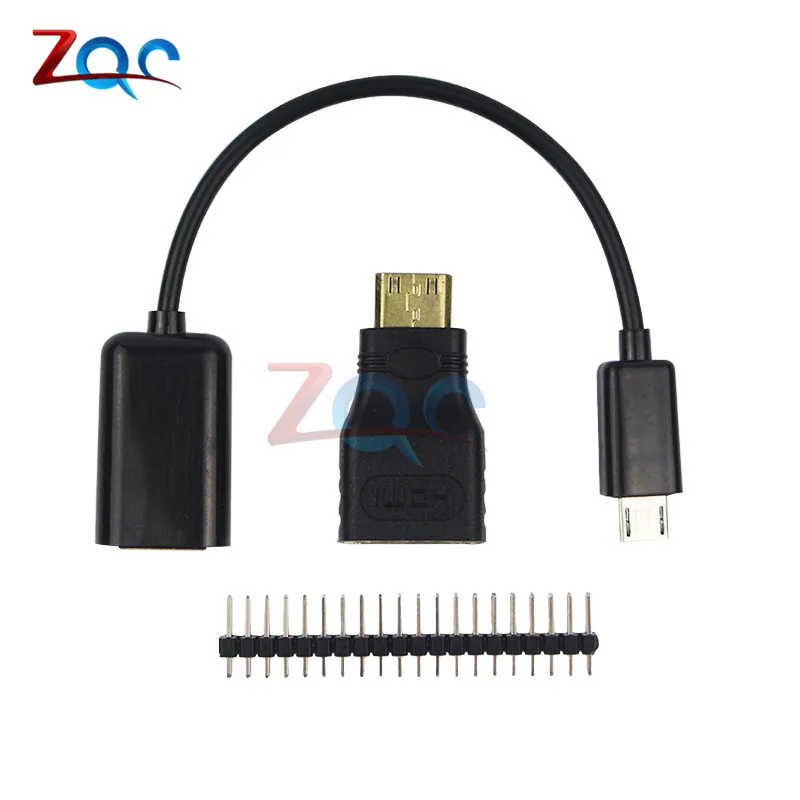 Raspberry Pi Zero W Kit 3 в 1 мини адаптер HDMI + Micro USB гнездовой кабель штекер GPIO Header|pi zero|raspberry pi