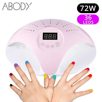 

Abody 72W Nail Lamp UV Lamps 36 LED ice Nail Dryer Gel Polish Curing Machine All for SUN UV Manicure 2 two hands nails art Tools