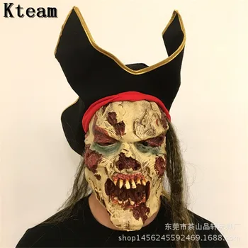 

Horror!!! New Halloween Zombie Mask Ghost Scary Mask Props Grudge Ghost Hedging Zombie Mask Realistic Bloody Masks With Hat