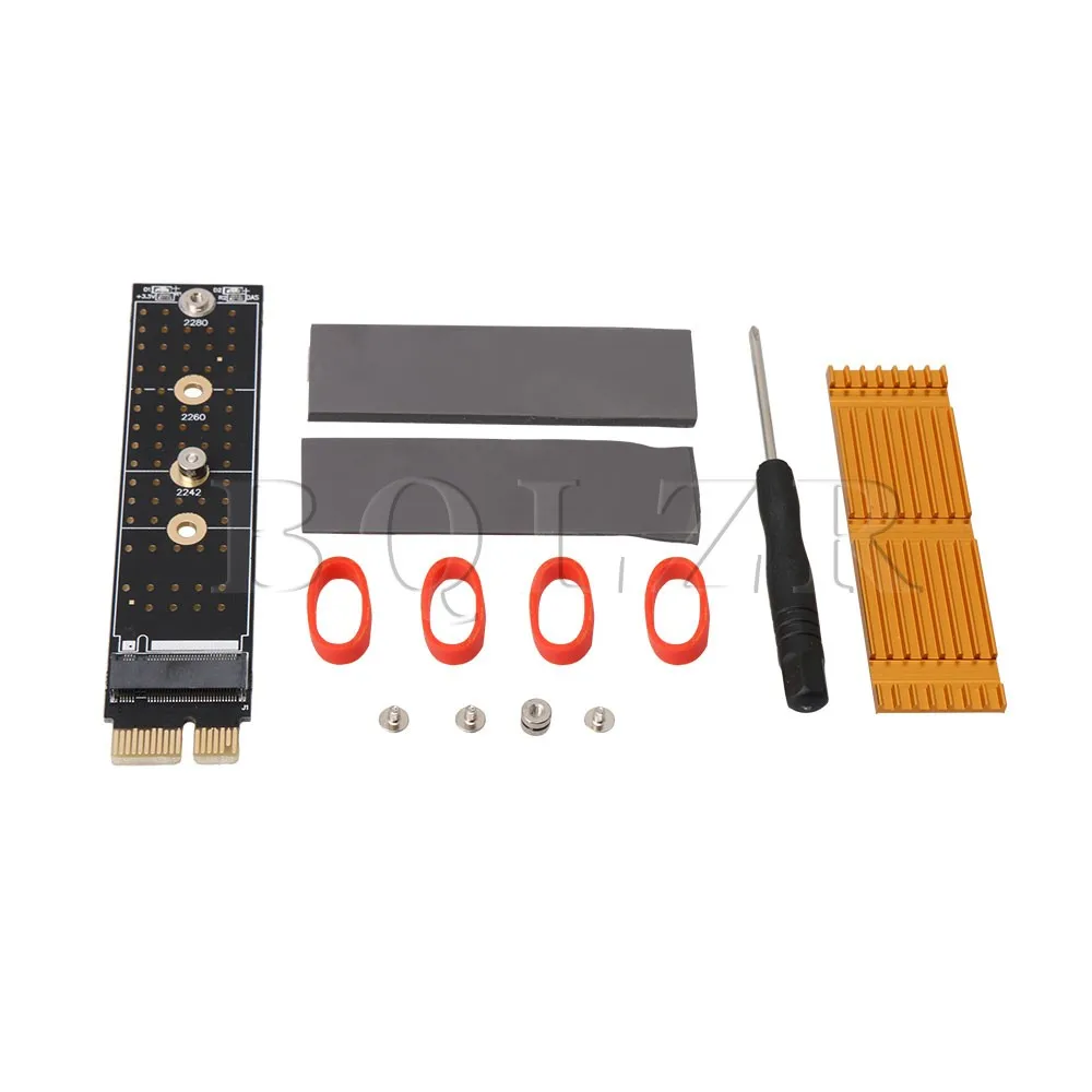 

BQLZRMetal Plastic M2 NGFF nVME SSD to Desktop Computer PCIe x1/x4/x8/x16 Adapter with Yellow Heatsink Support Type 2230/2242/2