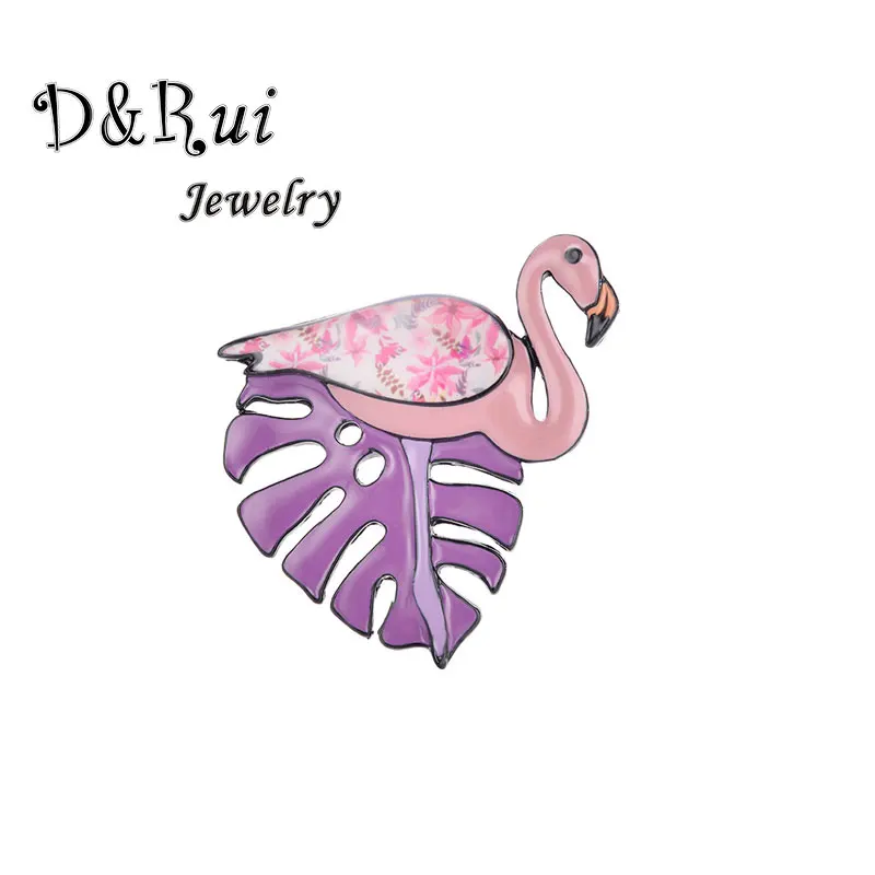 

Colorful Enamel Flamingo Brooch Pins Women's Alloy Bird Brooches For Dress Scarf Banquet Leaf Pin Jewelry Accessories Gift 2019