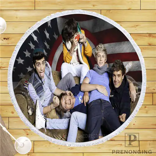 На заказ DIY из микрофибры по индивидуальному заказу ткань one direction (1) @ 1 круглый пляжный коврик полотенце напечатано по требованию 150 см