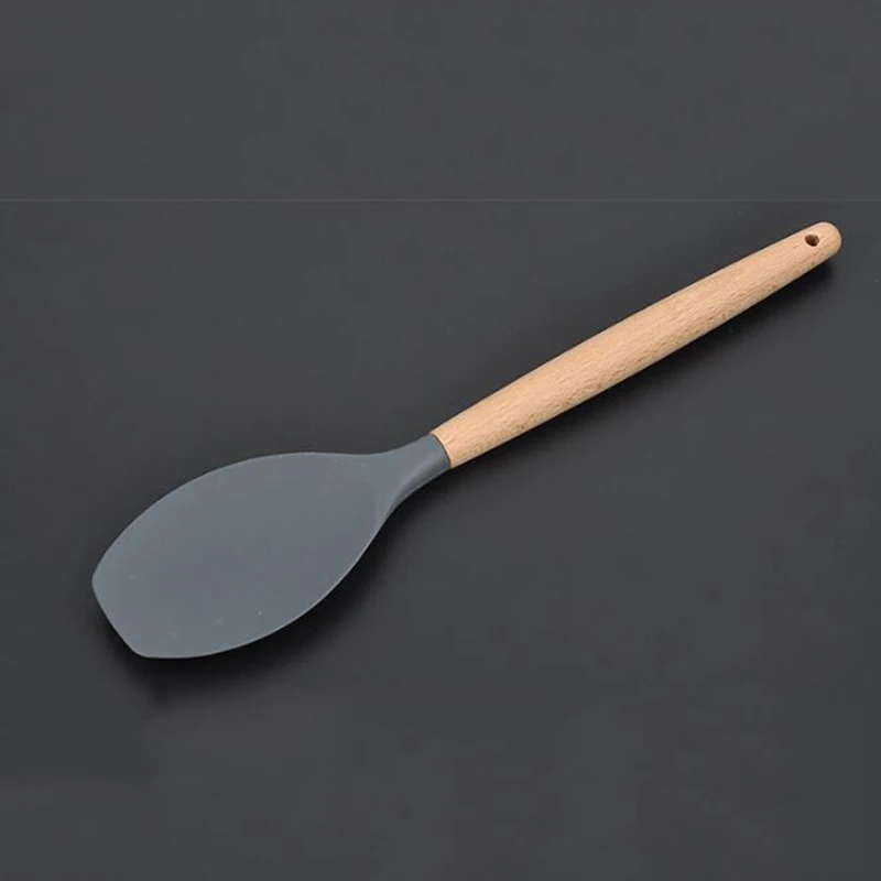 KHGDNOR набор инструментов для приготовления пищи из силикона с деревянной ручкой, кухонные аксессуары, ковш для супа, ложка, набор домашней кухонной посуды 9 шт